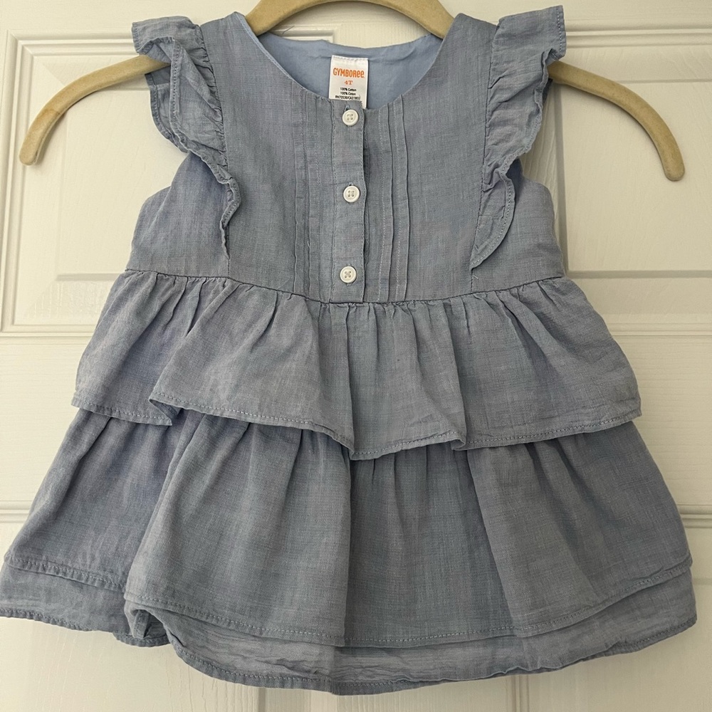 Girls 4T Gymboree blue cotton ruffle hem top